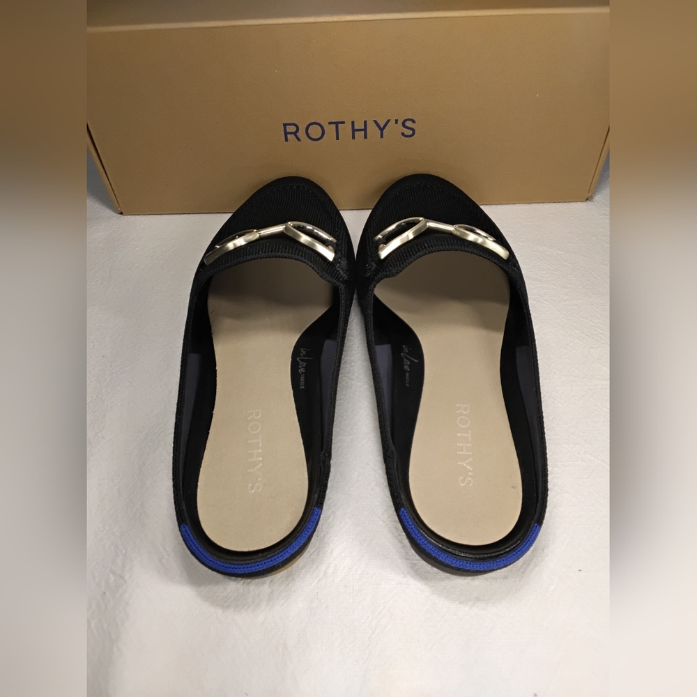 Rothys The Double Bit Loafer Mule in Black - Picture 2 of 4